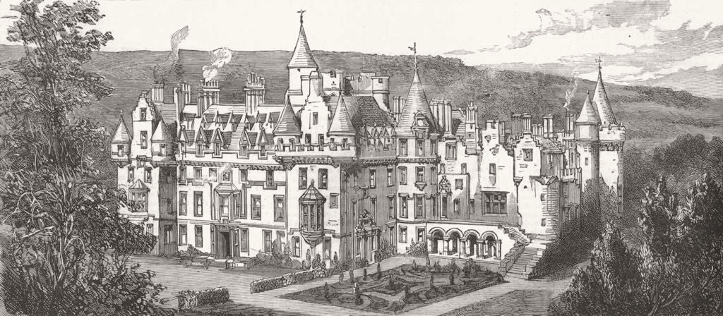 SCOTLAND. Cortachy Castle Forfarshire, burnt down 1883 old antique print
